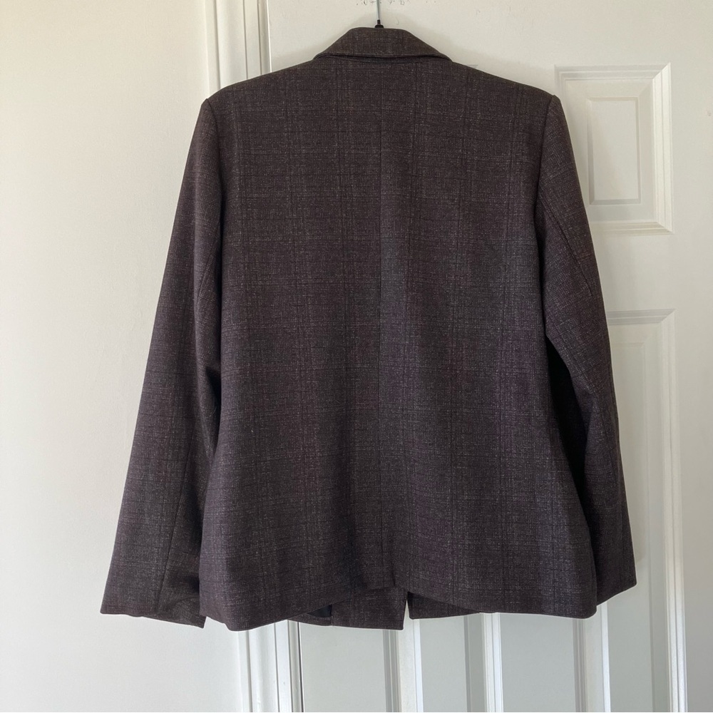 Nanette Lepore Plaid Window Pane Ponte Single-Button Lined Blazer in Brown (10) - Picture 9 of 12